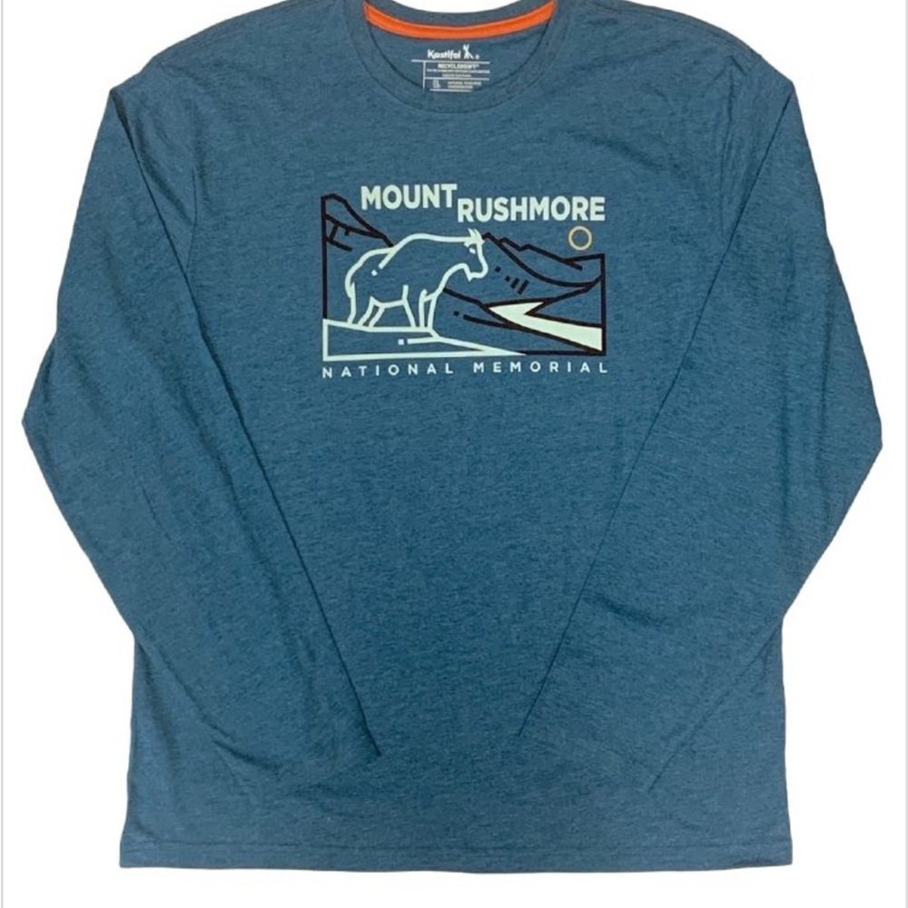 GUC Mount Rushmore Blue Long Sleeve T-Shirt with mountain goat graphic size L